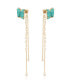 Фото #3 товара Turquoise Butterfly Freshwater Pearl Chain Dangle Earrings