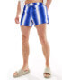 ASOS DESIGN swim shorts in short length in blue stripe