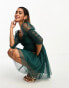 Фото #4 товара Anaya babydoll mini tulle dress with ruched sleeves in emerald