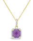 Фото #1 товара Macy's amethyst (1-1/3 ct. t.w.) and Created White Sapphire (1/6 ct. t.w.) Pendant Necklace in 10k Yellow Gold