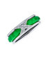 ფოტო #1 პროდუქტის Pave CZ Accent Criss Cross Cubic Zirconia X Kiss Dyed Green Jade Band Ring For Women For .925 Sterling Silver