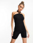 Threadbare halterneck playsuit with ring detail in black