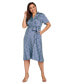 Фото #3 товара Plus Size Printed Tie-Waist Short-Sleeve Shirtdress