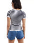 ASOS DESIGN seamless baby tee in navy stripe