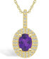 Фото #1 товара Macy's amethyst (1-1/5 Ct. T.W.) and Diamond (1/2 Ct. T.W.) Halo Pendant Necklace in 14K Yellow Gold