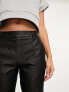 Object leather look tapered trousers in black