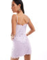 Фото #3 товара ASOS DESIGN satin corset mini dress with lace detail in lilac