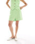 ASOS DESIGN pleated shorts with linen in lime green