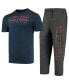 ფოტო #1 პროდუქტის Men's Heathered Charcoal, Navy Distressed Virginia Cavaliers Meter T-shirt and Pants Sleep Set