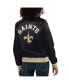 ფოტო #2 პროდუქტის Women's Black New Orleans Saints Full Count Satin Full-Snap Varsity Jacket