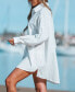 ფოტო #3 პროდუქტის Women's Long Sleeve Cover-Up Shirt Dress