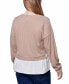 ფოტო #2 პროდუქტის Petite Long Sleeve Two-Fer Top with Gathered Inset