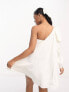 Фото #5 товара Forever New drape bow shoulder mini dress in ivory