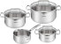 Фото #1 товара Tefal Duetto Set of 7: 3 Saucepans 16/20/24 cm, 1 Saucepan 16 cm, 3 Lids, Stainless Steel, 3 Glass Lids, Measuring Marks, Suitable for All Hobs Suitable for Oven and Dishwasher