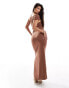 Фото #3 товара ASOS DESIGN cut away bandeau dress with one shoulder detail in brown