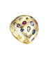 Фото #1 товара RA 14k Gold Plated with Rainbow Gemstone Cubic Zirconia Dome Ring