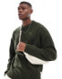 Jack & Jones oversized chunky rib crew neck jumper in green