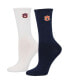 ფოტო #1 პროდუქტის Women's Navy, White Auburn Tigers 2-Pack Quarter-Length Socks