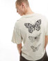 Jack & Jones oversized t-shirt with butterfly back print in beige