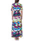 Women's Print Elbow Sleeve Casual A Line Maxi Dress