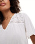 Vila broderie detail top with v neck in cream