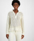 ფოტო #1 პროდუქტის Women's Collared Lace-Up Cotton Sweater