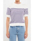 ფოტო #1 პროდუქტის Women's Stripe Short Puff Sleeve Sweater