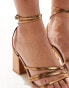 Фото #2 товара London Rebel Audrey block heel strappy sandal in bronze