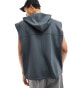 Фото #4 товара ASOS DESIGN oversized sleeveless scuba hoodie in charcoal