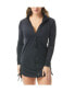 Women's Interval Long Sleeve Side Tie Zip Front Cover-Up