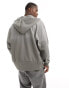 Фото #2 товара ASOS DESIGN oversized pique washed zip through hoodie in grey