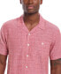 Фото #4 товара Men's Short Sleeve Linen Cotton Grid Dobby Shirt