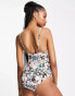 Фото #2 товара Pieces Tall v neck swimsuit in black floral