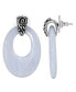 ფოტო #1 პროდუქტის Pewter Semi Precious Oval Lace Hoop Earrings