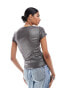 Vero Moda coated metallic t-shirt in asphalt