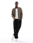 Selected Homme zip thru knitted long sleeve polo shirt in tan