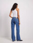 Фото #10 товара NA-KD low waist straight leg jeans in mid blue