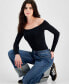 Фото #4 товара Juniors' Off-The-Shoulder Long-Sleeve Bodysuit