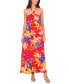 Women's Floral Halter O-Ring Tie-Back Maxi Dress