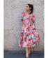 ფოტო #2 პროდუქტის Ramona Watermelon Smocked Midi Dress