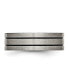 ფოტო #3 პროდუქტის Titanium Brushed Black Enamel Grooved Flat Wedding Band Ring