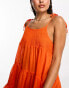 Фото #4 товара Vero Moda shirred strappy beach mini dress in orange