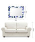 'Cerulean Strokes' Rectangular On Free Floating Printed Tempered Art Glass Beveled Mirror, 40" x 30"