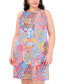 Plus Size Printed Keyhole Sleeveless Swing Dress