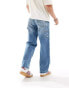 Pull&Bear carpenter double knee jeans in blue