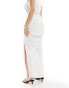 Kaiia textured ruched side split maxi skirt co-ord in white