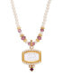Gold-Tone Imitation Pearl Etched Glass Intaglio Stone Necklace