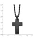 Фото #2 товара Chisel brushed Black IP-plated Cross Pendant on a Rope Chain Necklace