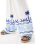 Ripcurl santorini sun printed beach trouser co-ord in white