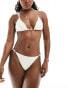 South Beach embossed beaded high leg bikini bottom in cream 40 - фото #4